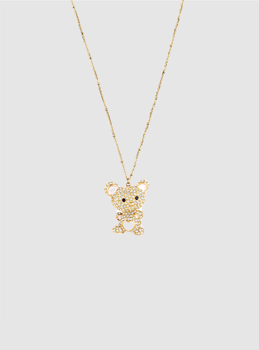 Gold Crystals Teddy Charm Necklace