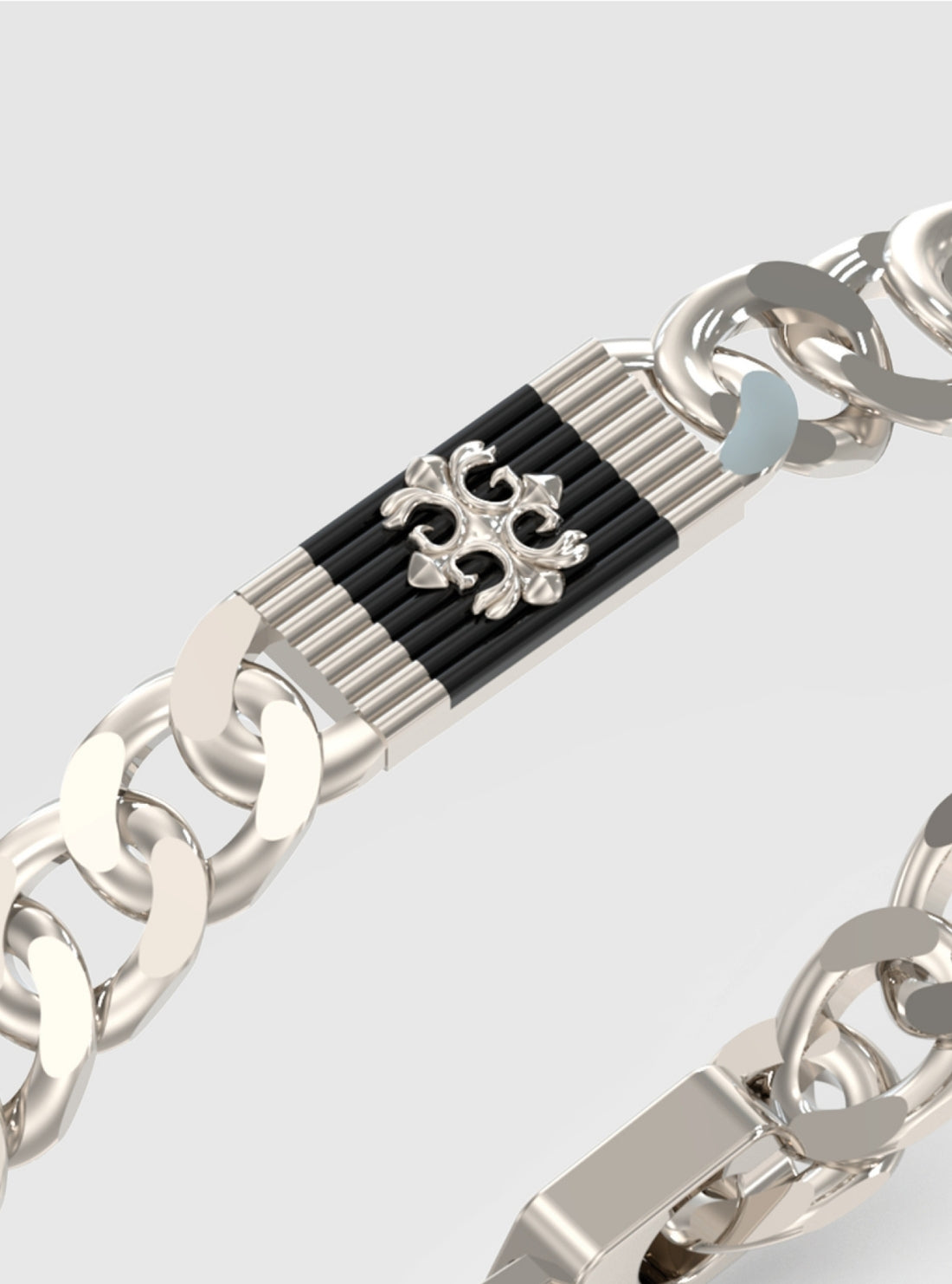 GUESS Accessories Silver Black Rebel Tag Bracelet JUMB05070JWST Detail View