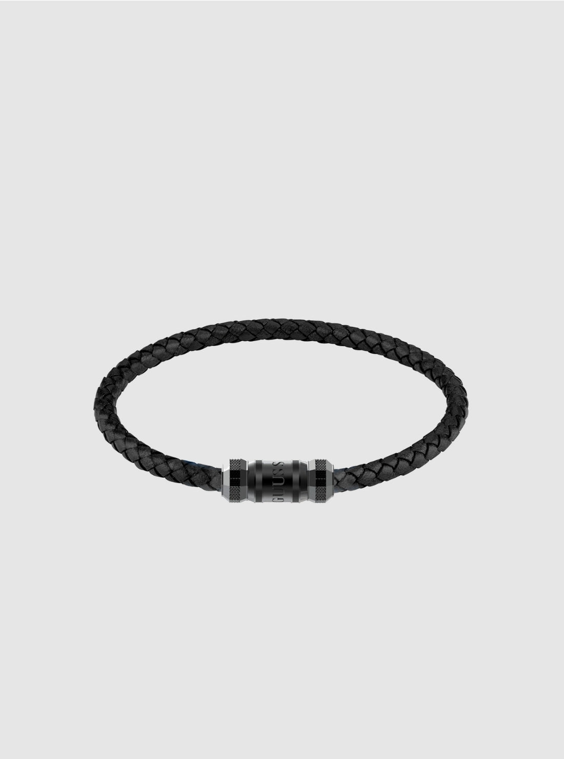 GUESS Accessories Black Exagon Faux-Leather Bracelet JUMB05094JWBK Front View