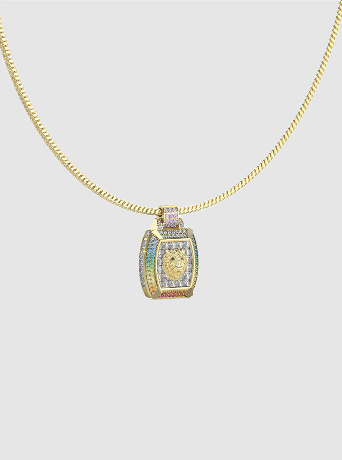 GUESS Accessories Gold Lion Charm Necklace JUMN05033JWYG Detail View