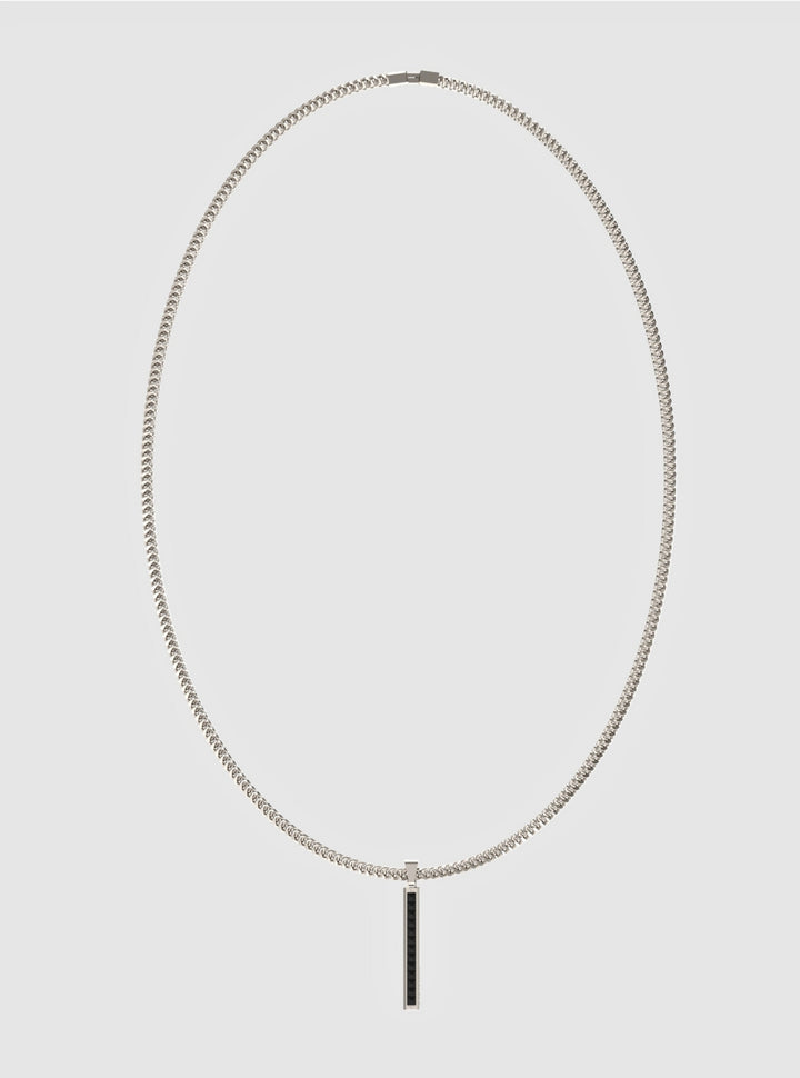 GUESS Accessories Silver Black Crystal Plate Necklace JUMN05098JW Front View