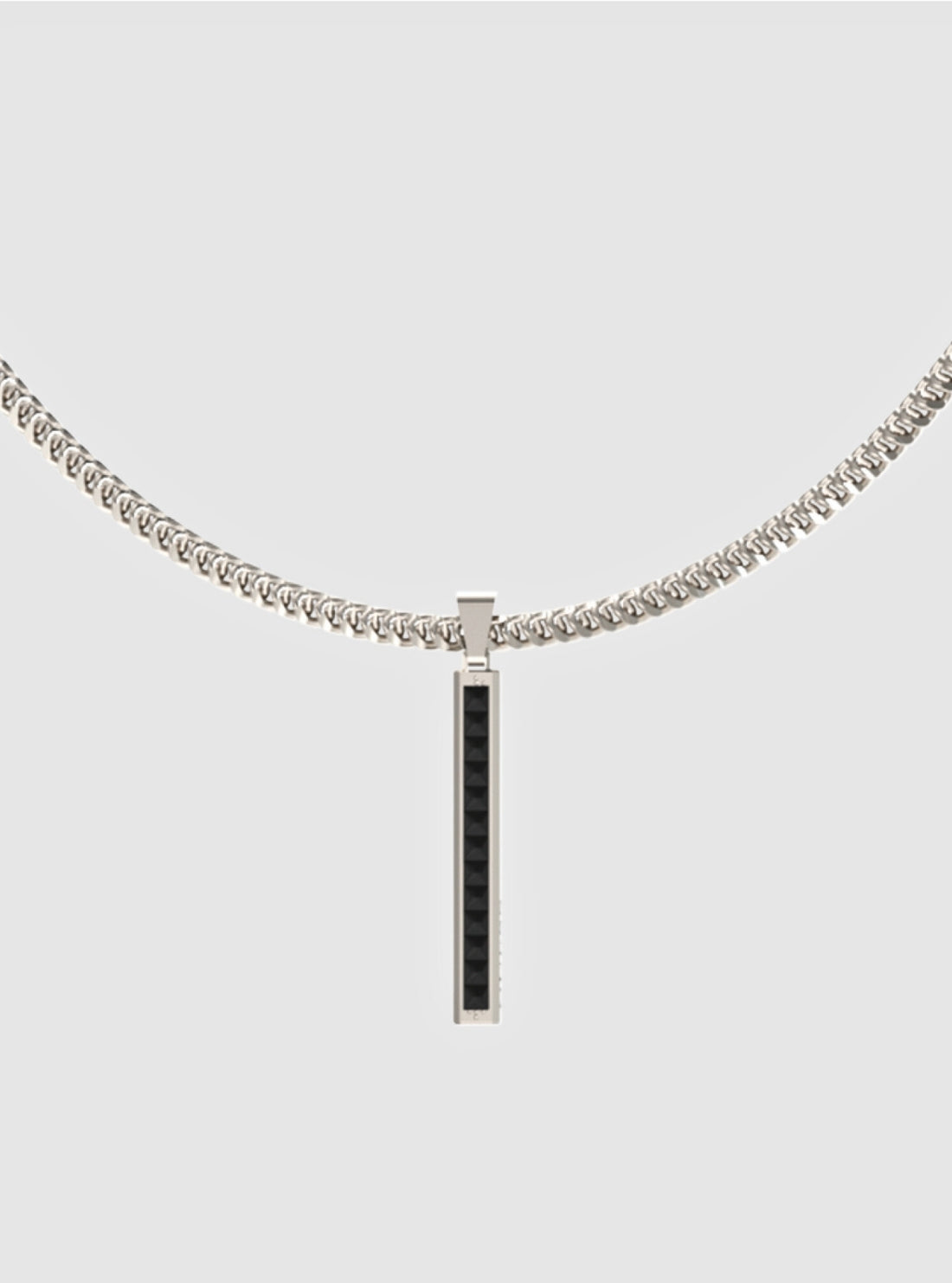 GUESS Accessories Silver Black Crystal Plate Necklace JUMN05098JW Detail View