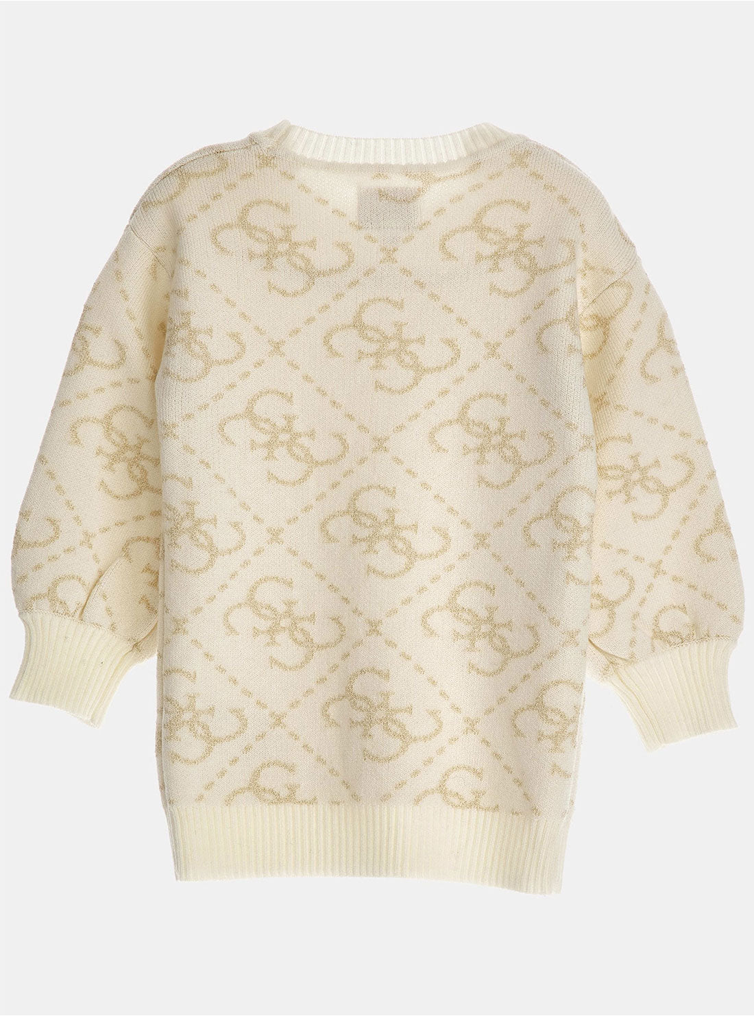 GUESS Cream Logo Long Sleeve Dress back view