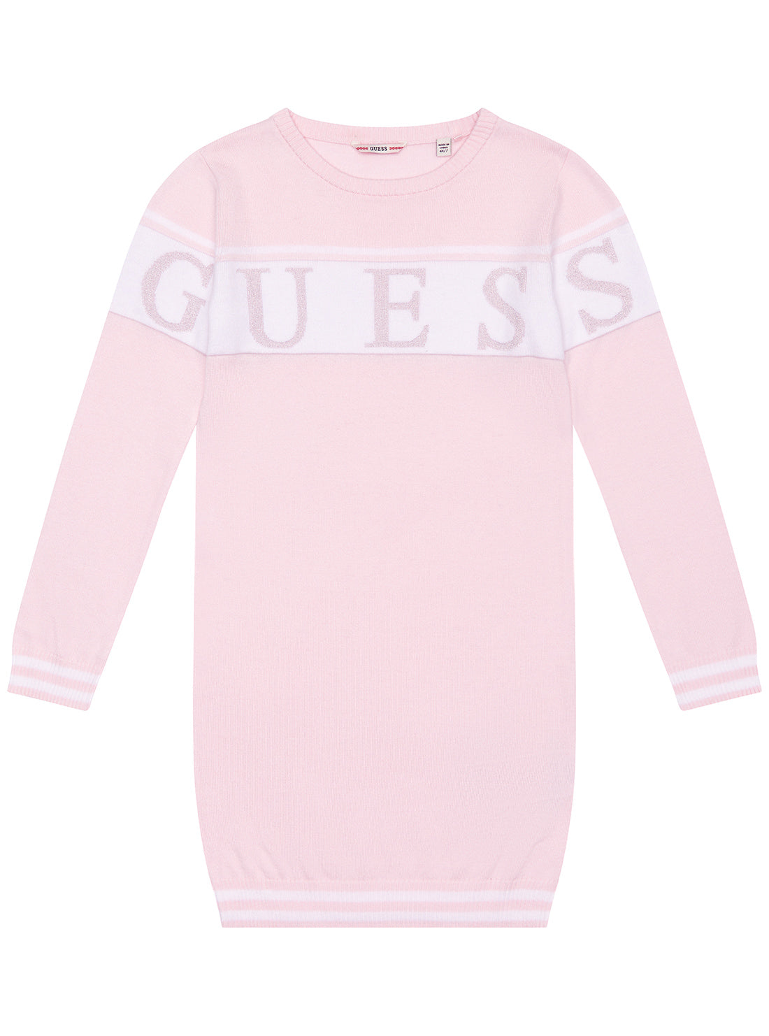 GUESS Pink Long Sleeve Knit Dress (2-7) front view