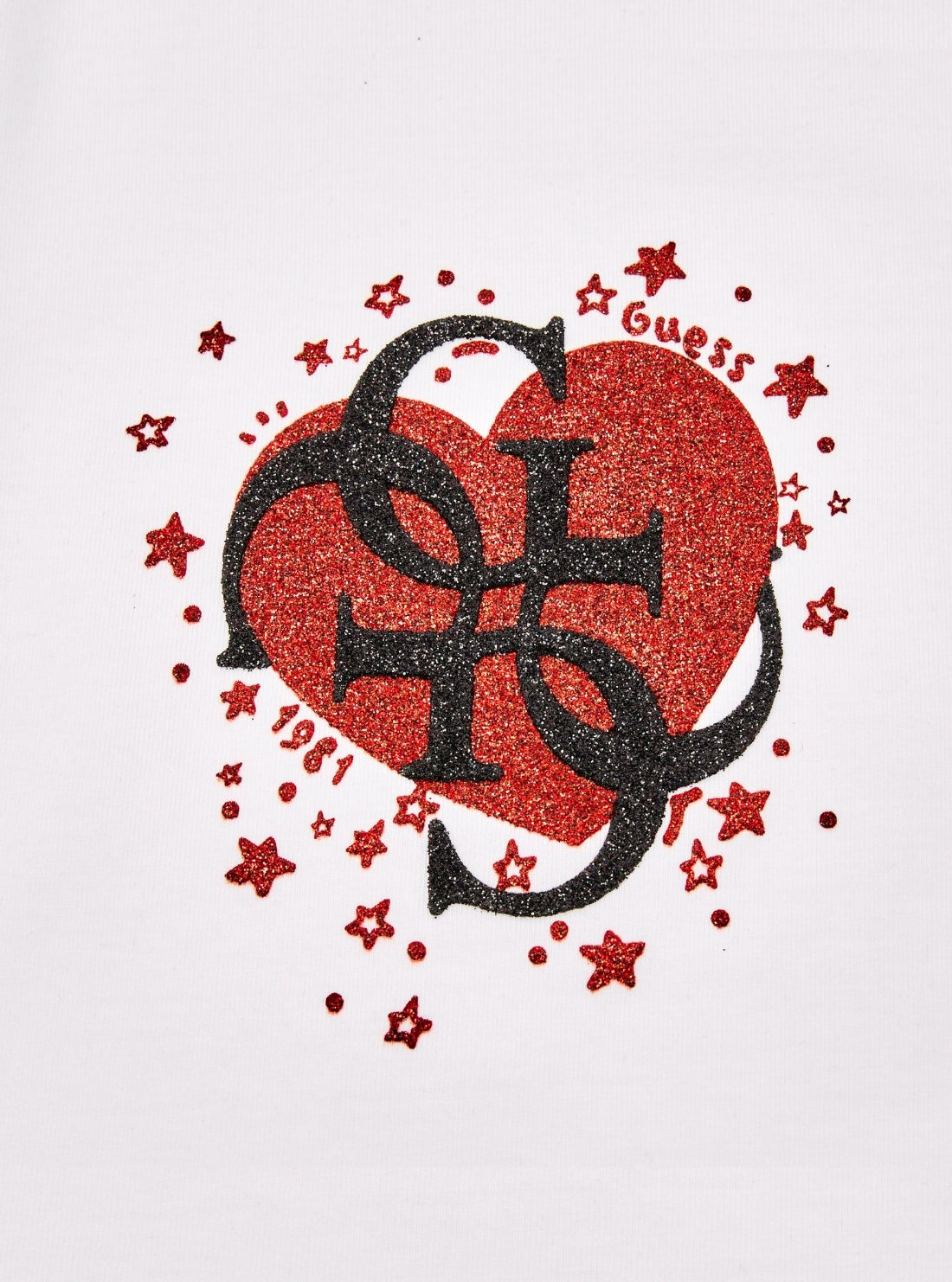 GUESS Kids White Heart Logo T-Shirt K5BI01J1314 Detail View