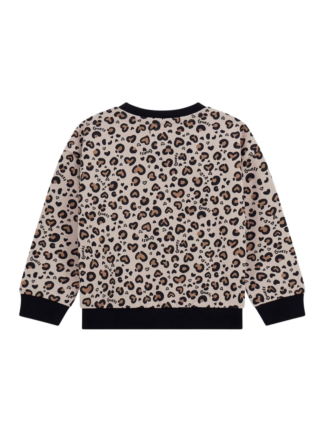 GUESS Kids Beige Combo Leopard Logo Sweatshirt K5BQ03KAD74 Back View