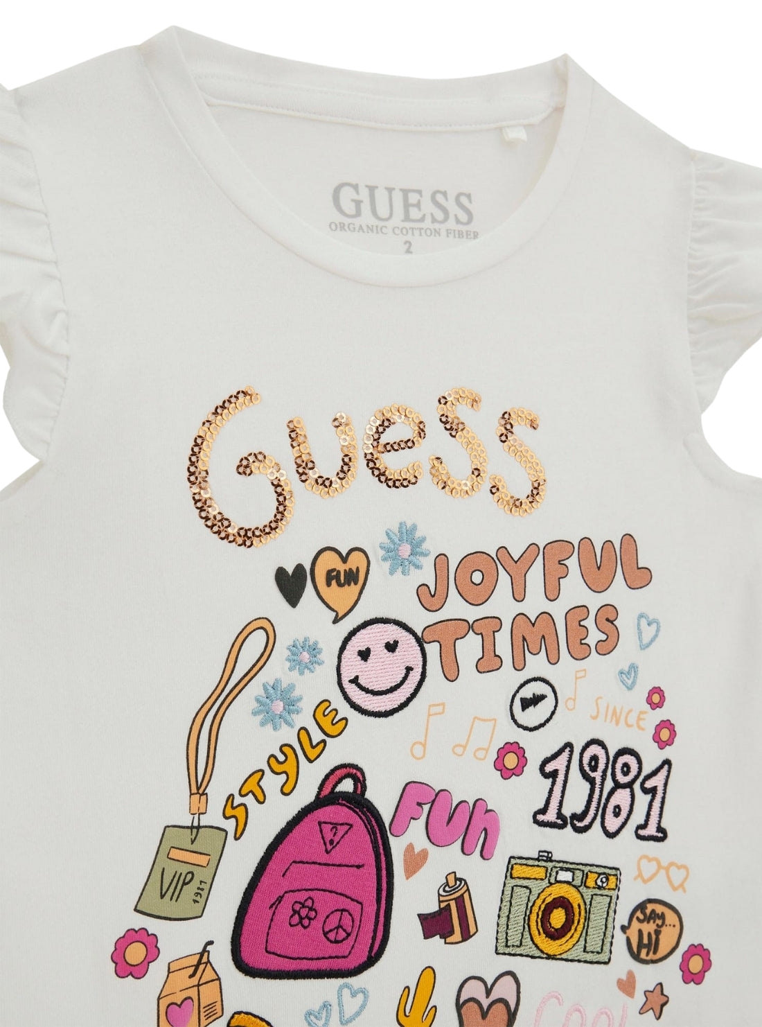 GUESS Kids Eco White Joyful Times T-Shirt (2-7) K5GI11K6YW4 Detail View