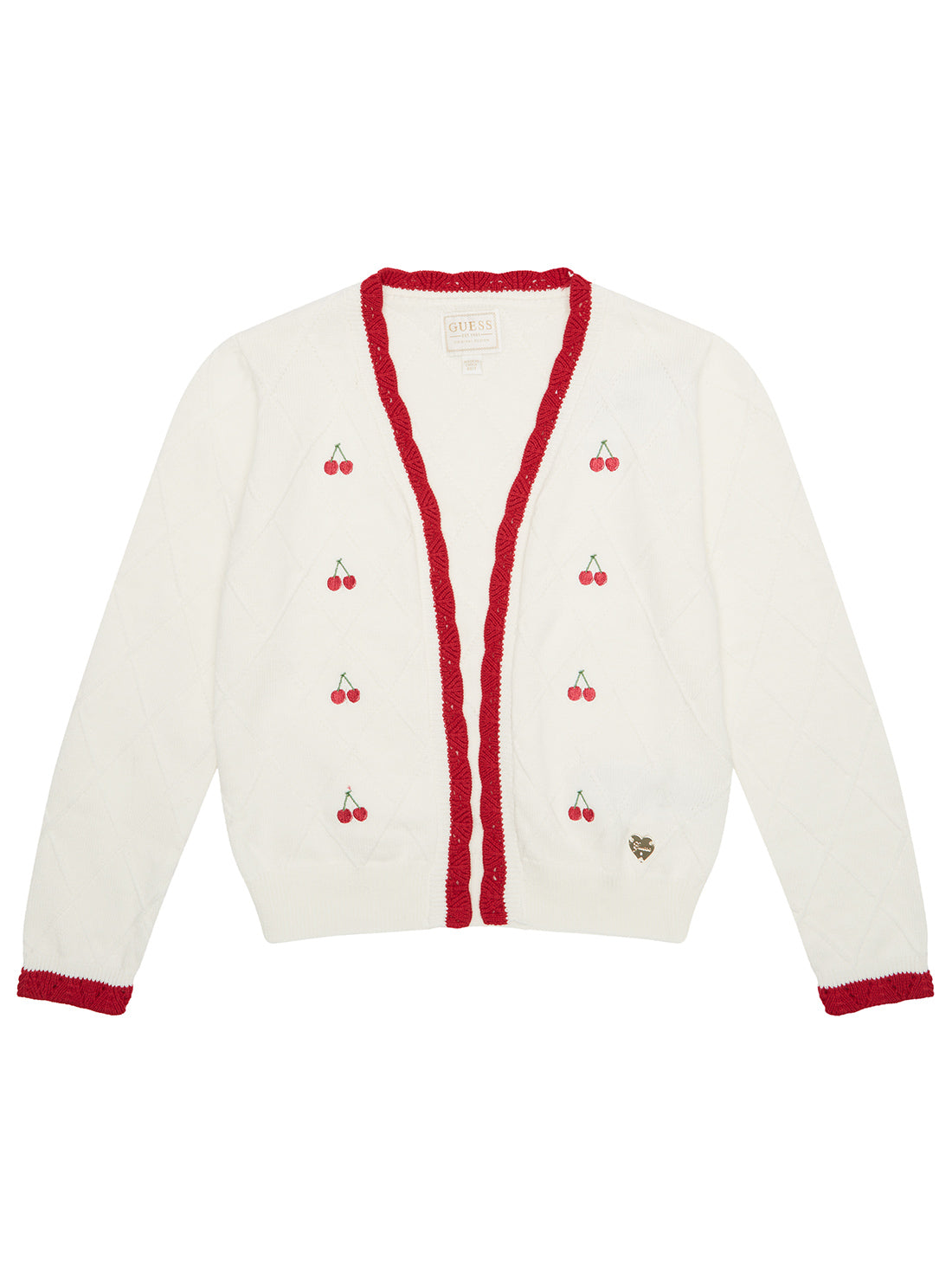 GUESS Kids White Long Sleeve Cardigan (2-7) K5GR00Z3N01 Front View