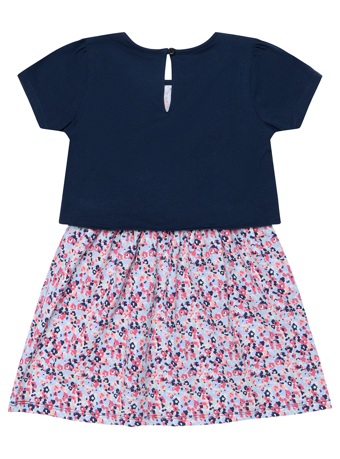 Navy Floral Short Sleeve T-Shirt Dress (2-7)