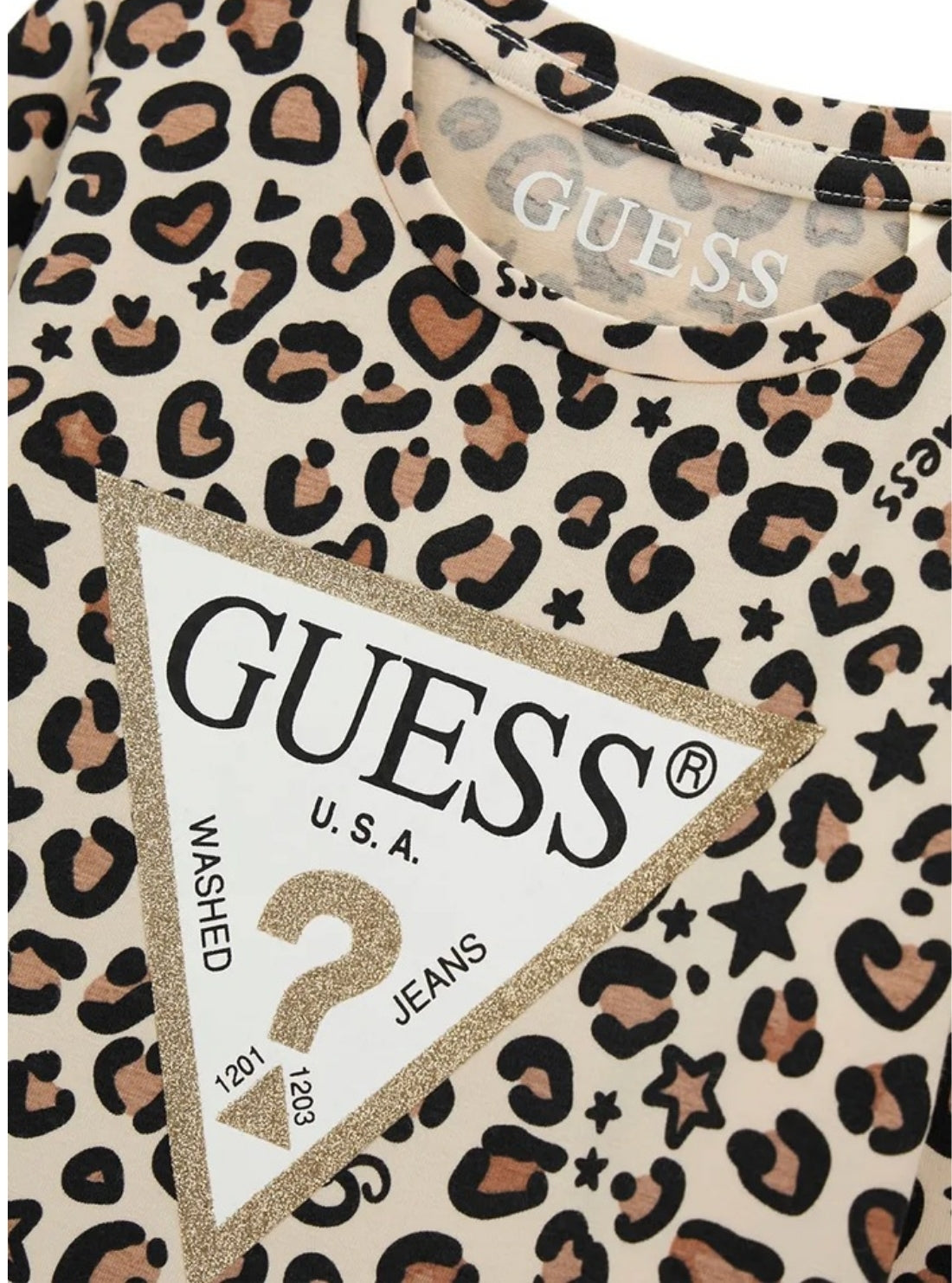 GUESS Kids Animalier Long Sleeve Logo T-Shirt (2-7) K6BI07K5805 Detail View