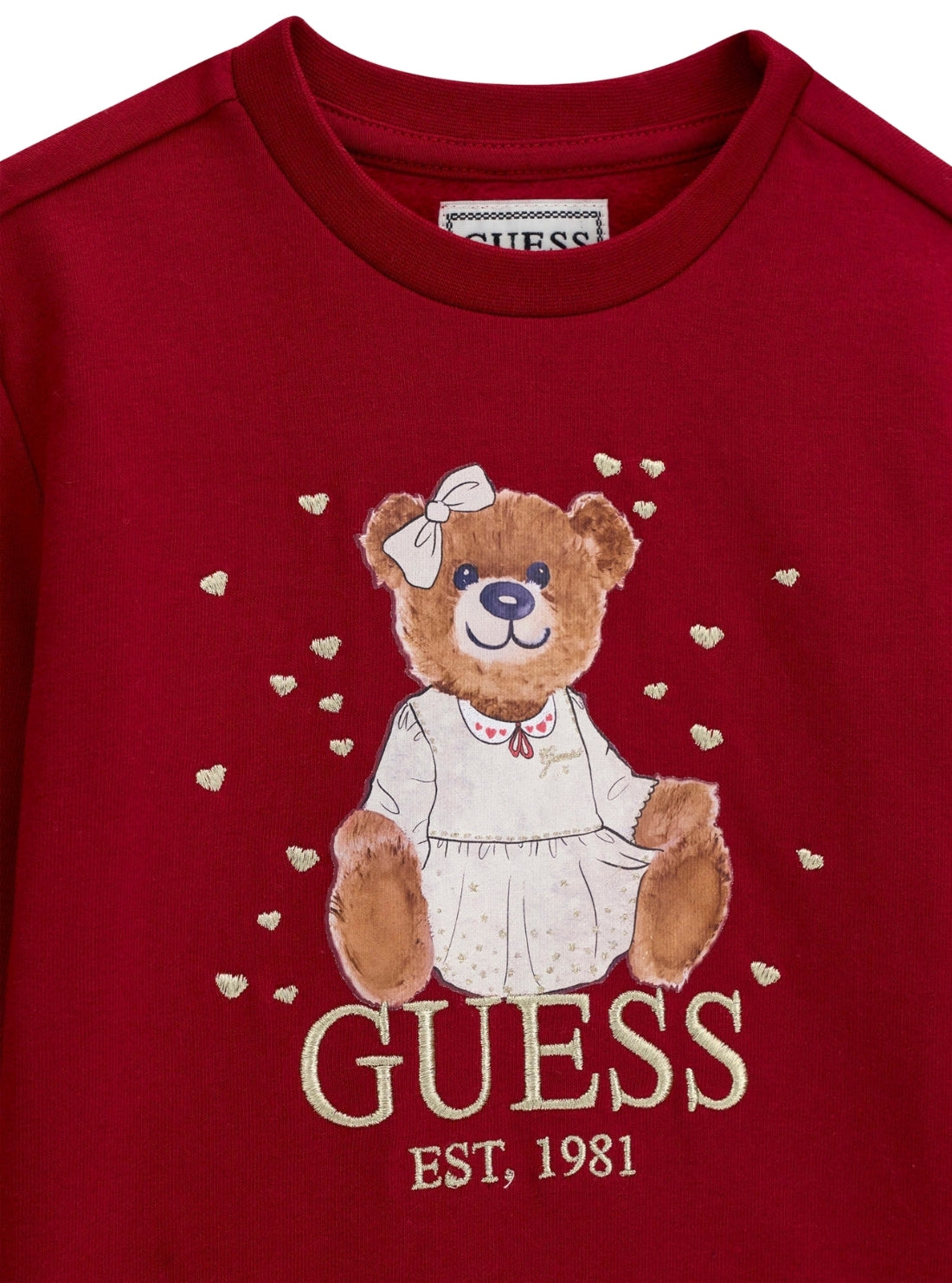 GUESS Kids Red Teddy Logo Sweatshirt (2-7) K6BQ02K5894 Detail View
