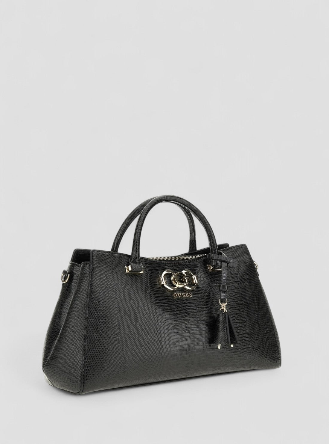 GUESS Womens Black Salinge Luxury Satchel Bag KG962406 Front Side View