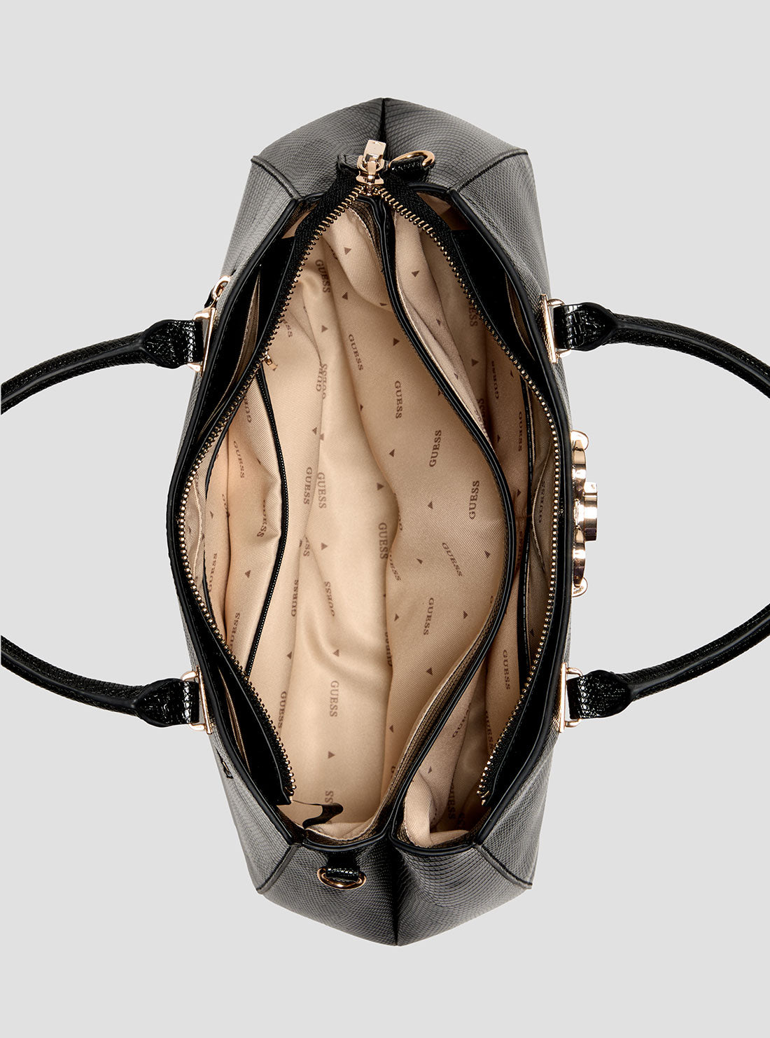 GUESS Womens Black Salinge Luxury Satchel Bag KG962406 Inside View