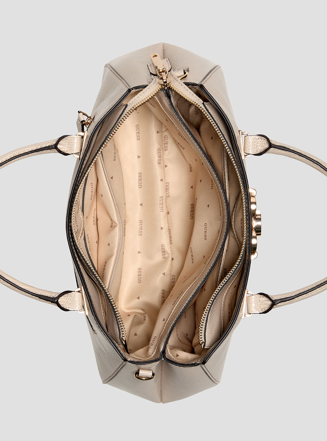GUESS Womens Beige Salinge Luxury Satchel Bag KG962406 Insde View