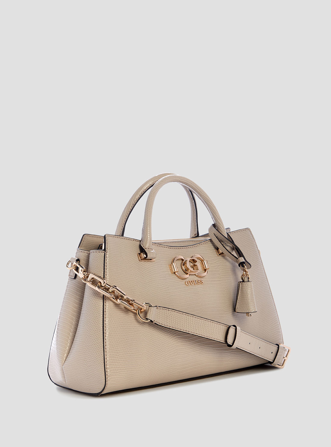 GUESS Womens Beige Salinge Luxury Satchel Bag KG962406 Front Side View