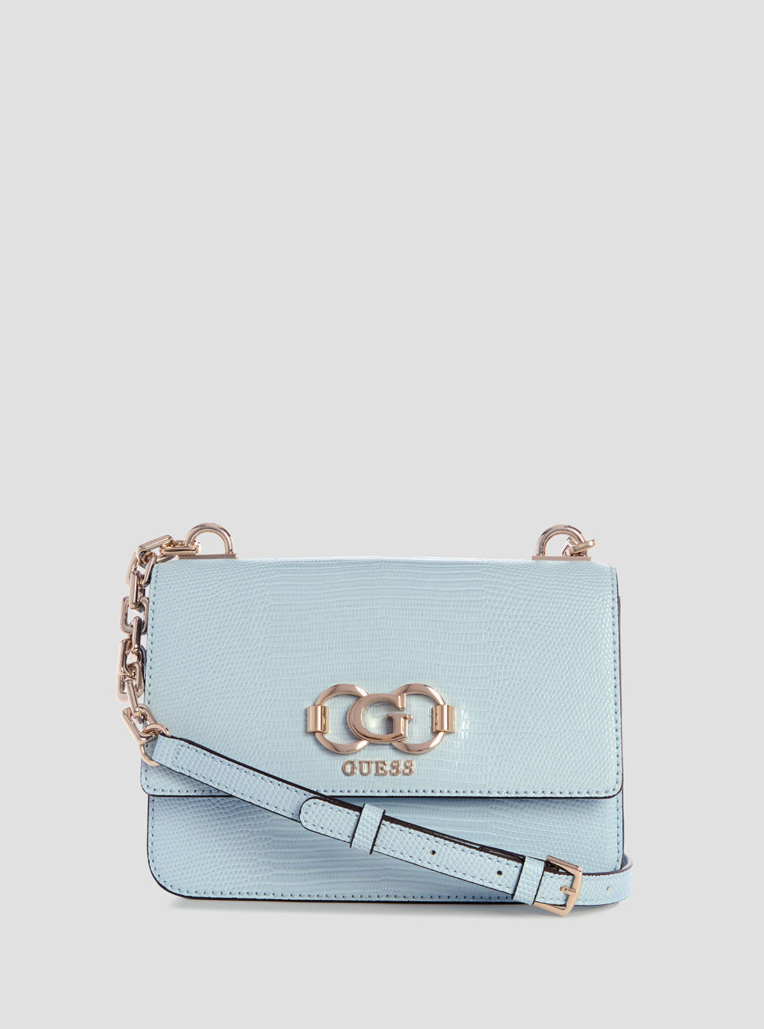 GUESS Womens Blue Salinge Flap Crossbody Bag KG962420 Front View