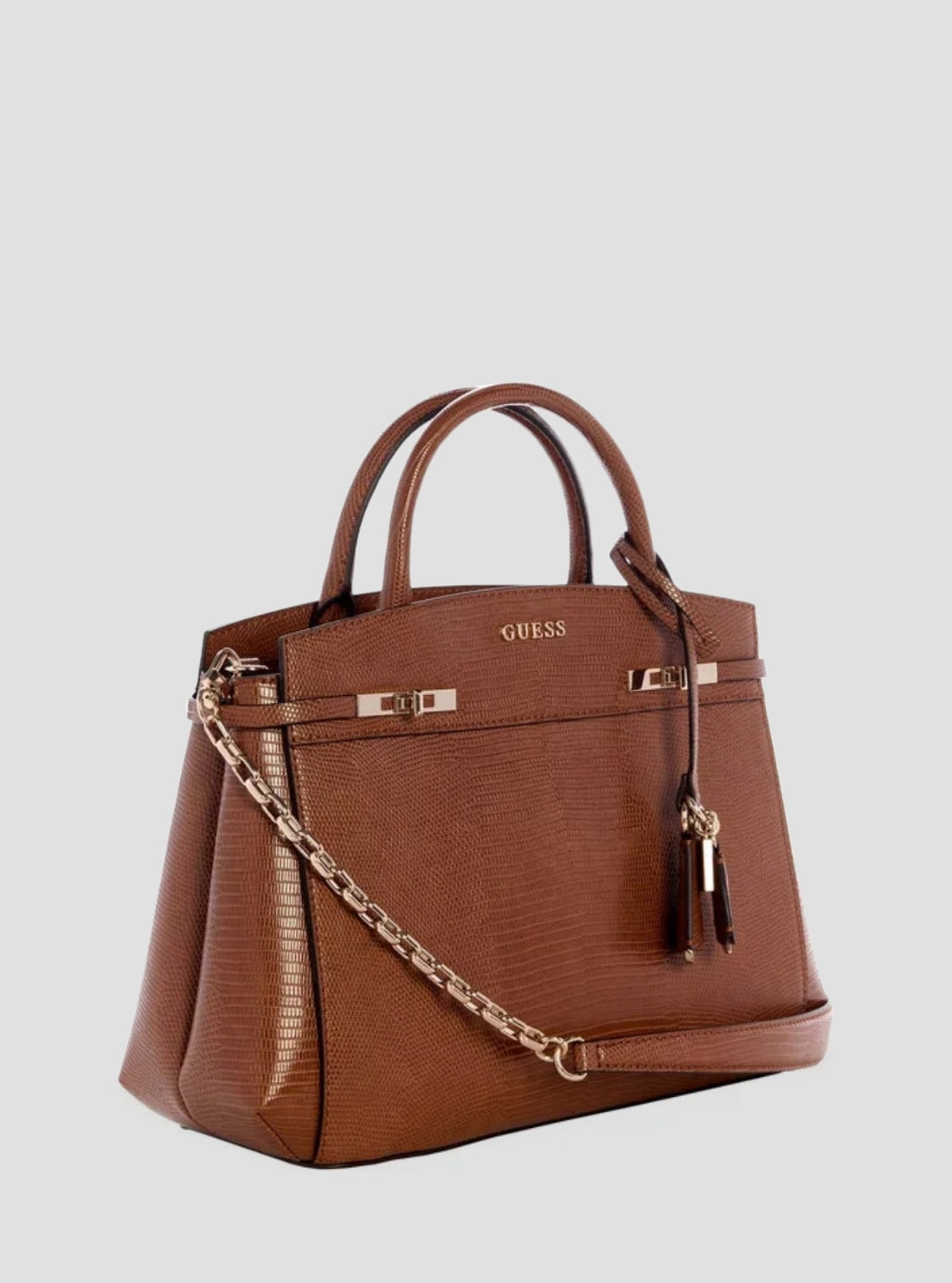 GUESS Womens Brown Melinda Triple Compartment Satchel Bag KL993306 Side View