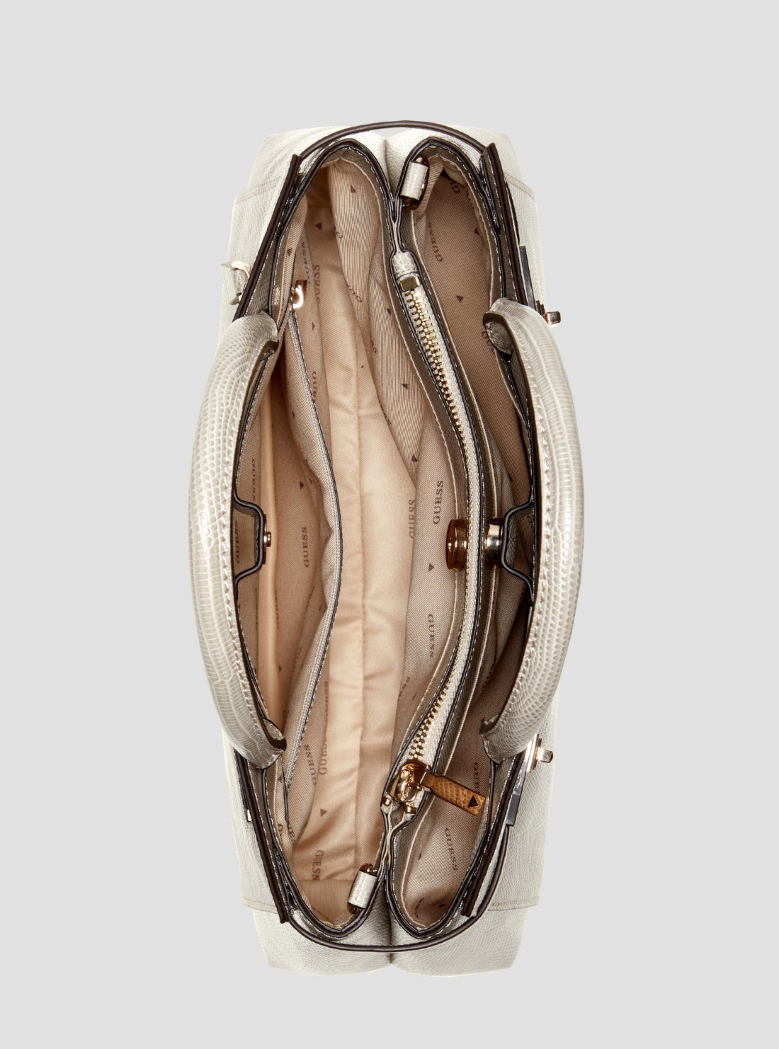 Taupe Melinda Triple Compartment Satchel Bag KL993306 Inside View