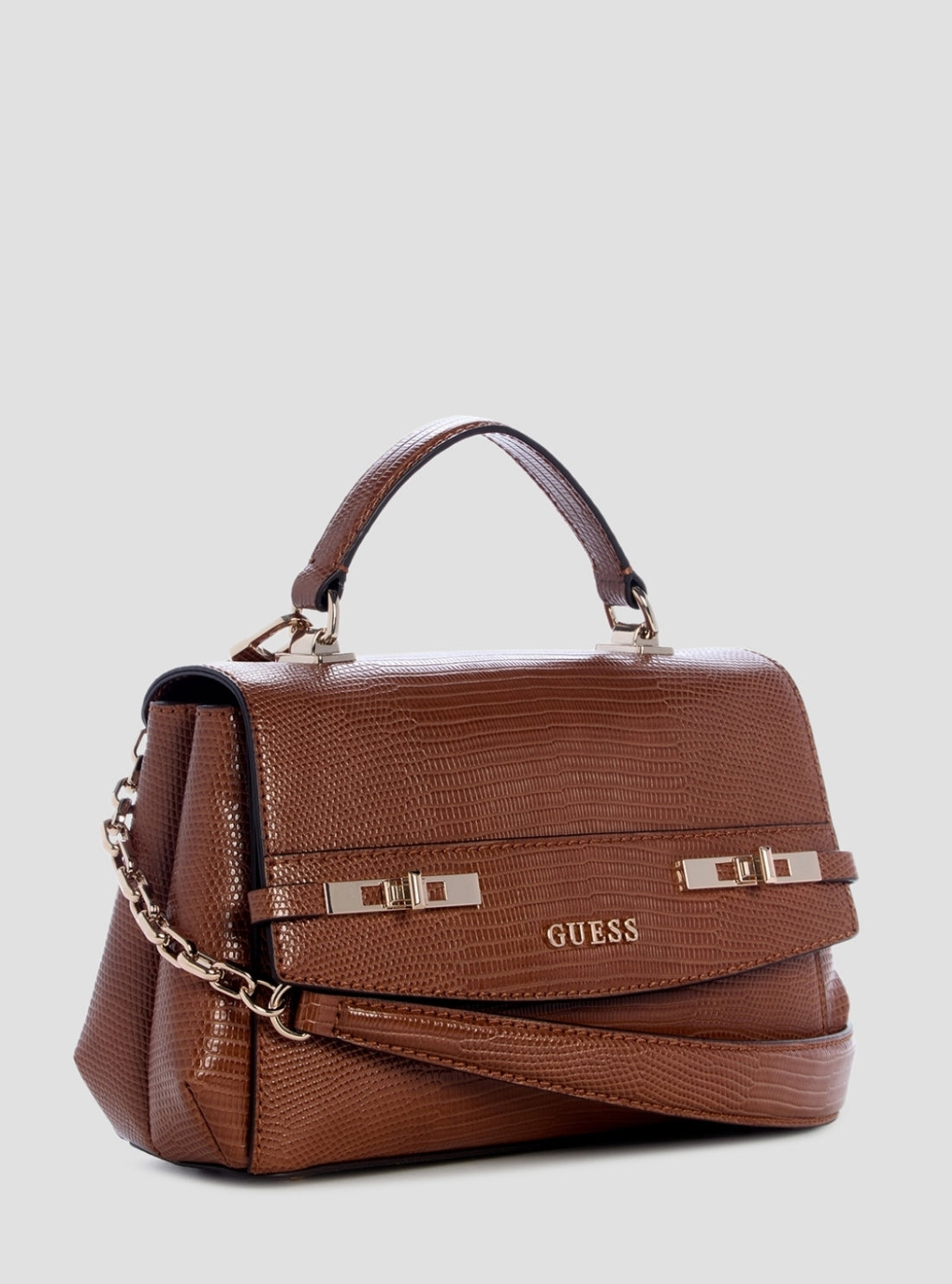 GUESS Womens Brown Melinda Top Handle Flap Bag KL993320 Side View