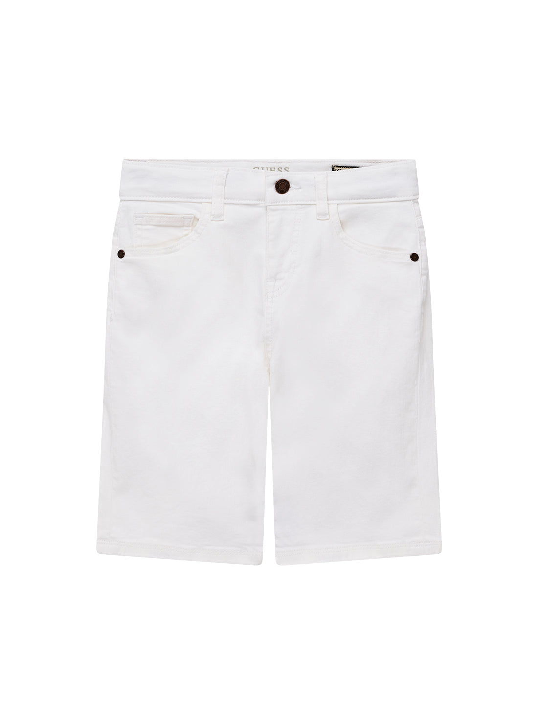 GUESS Kids Eco White Bull Denim Shorts (7-16) L4RD11WE620 Front View