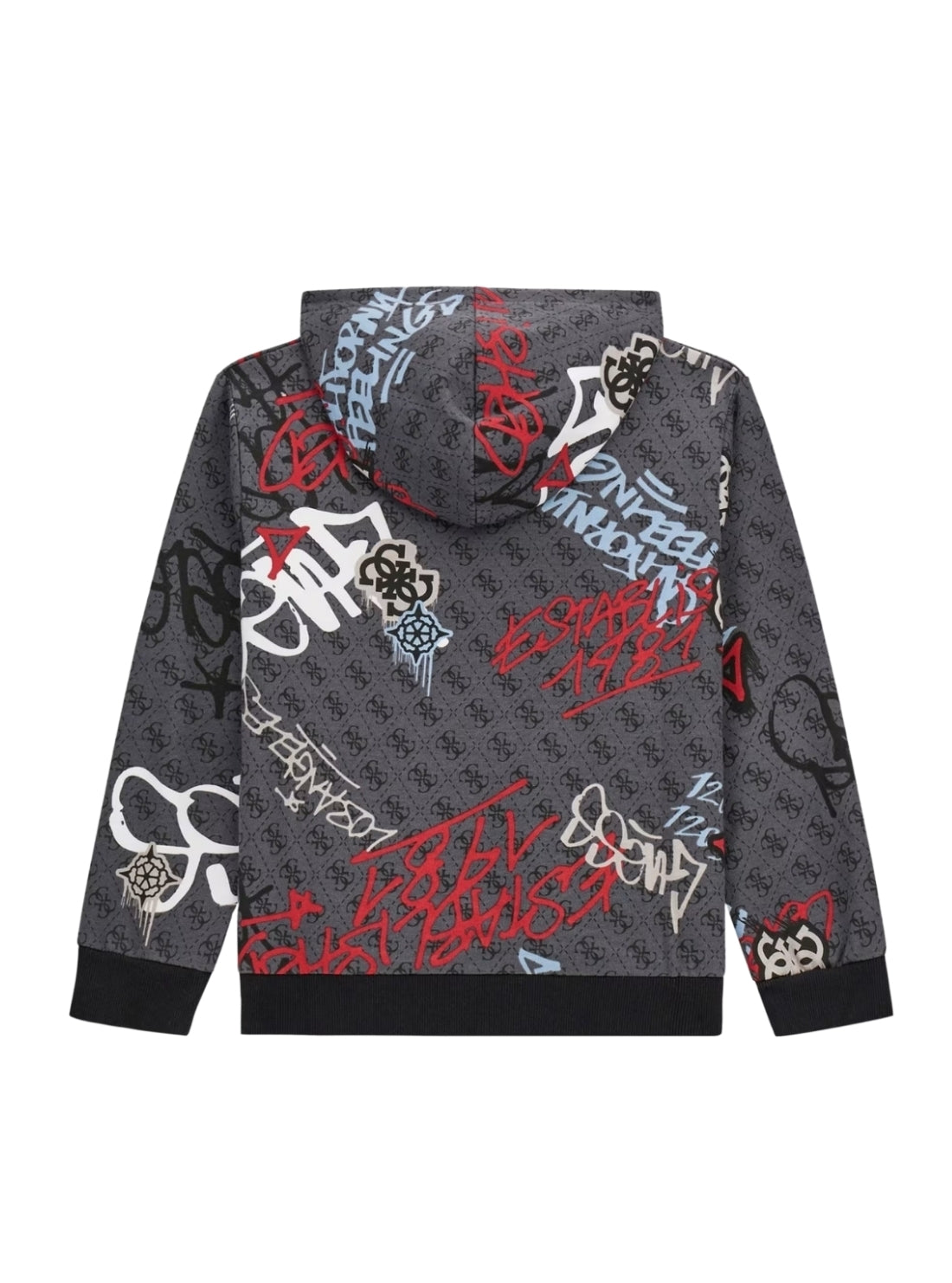 GUESS Kids Graffiti Collage Hooded Active Top (7-16) L5BQ04KAD74 Back View