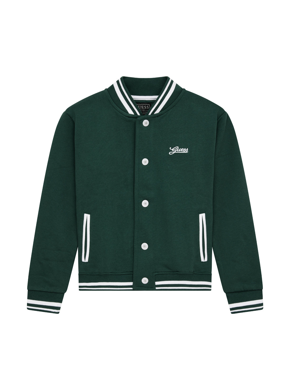 GUESS Kids Eco Green Bomber Active Top (7-16) L5YQ10K0160 Front View