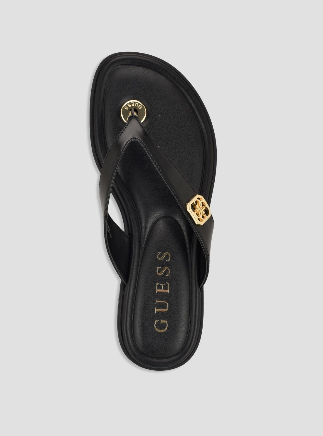 GUESS Womens Black Lexing Flat Sandals LEXING Top View