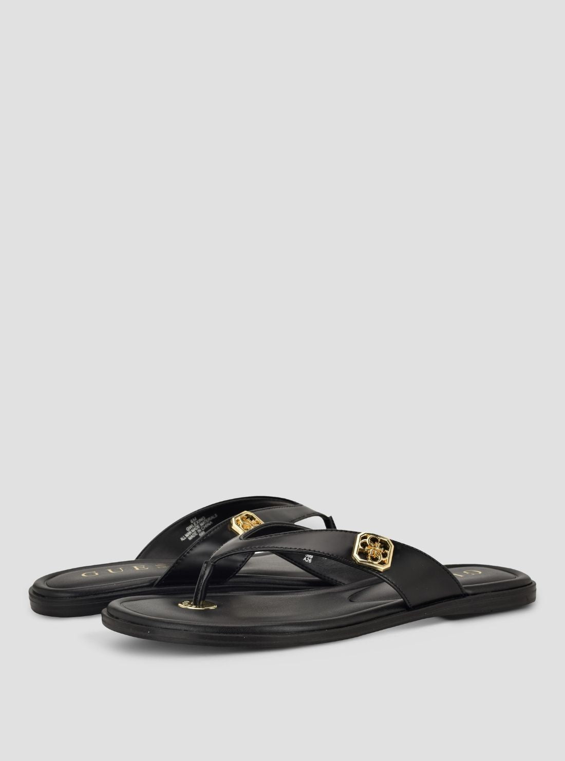 GUESS Womens Black Lexing Flat Sandals LEXING Front Side View