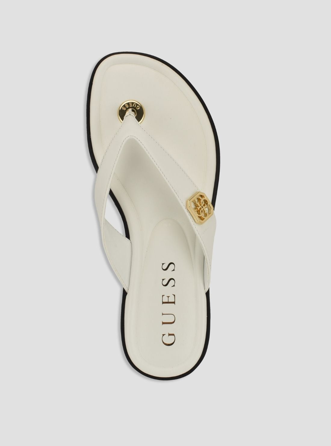 GUESS Womens White Lexing Flat Sandals LEXING Top View