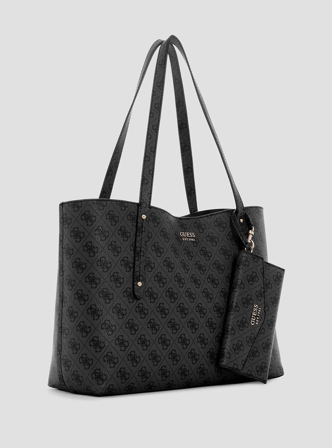 GUESS Womens Black Logo Brenton Tote Bag LG964823 Side View