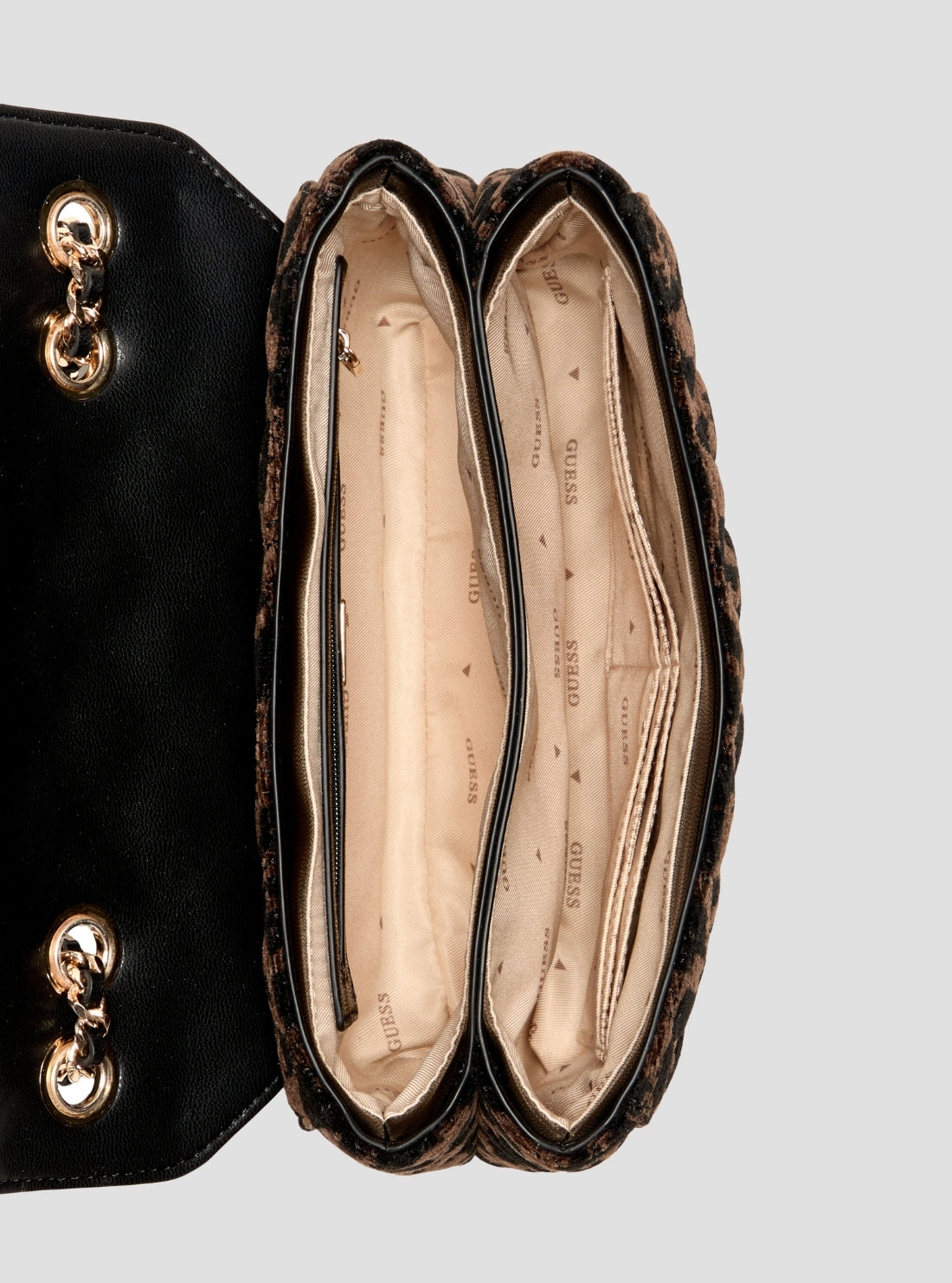 GUESS Womens Dark Leo Giully II Convertible Flap Bag LG967320 Inside View