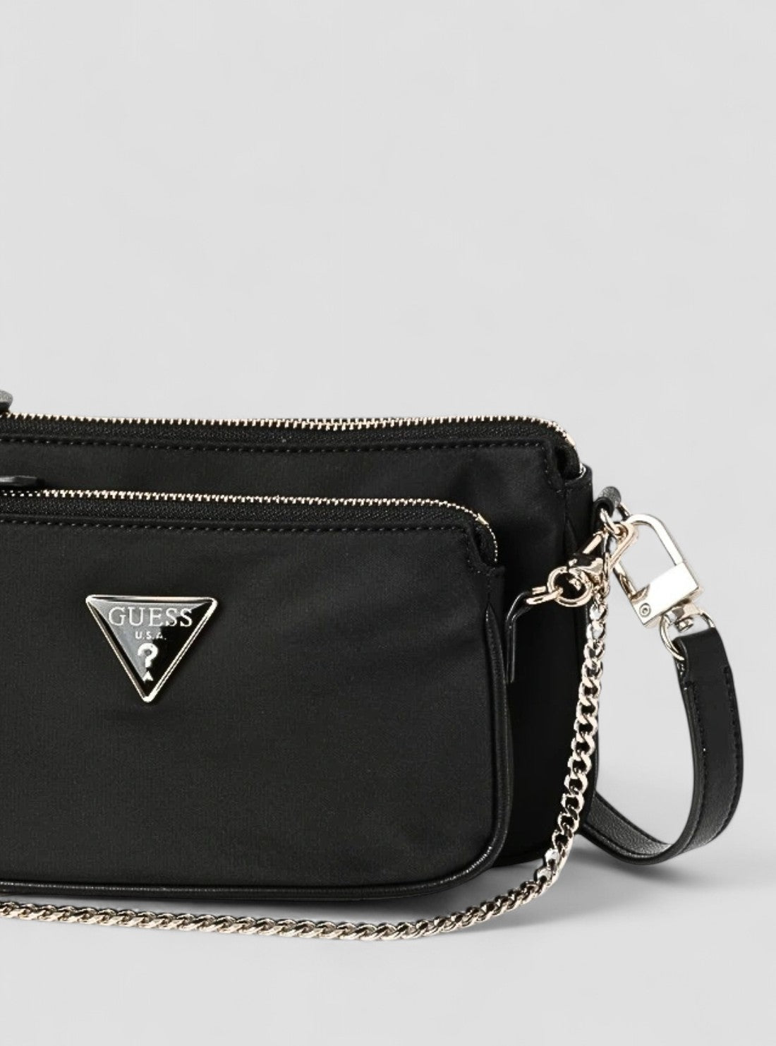GUESS Womens Black Little Bay Mini Crossbody Bag NG811670 Detail View
