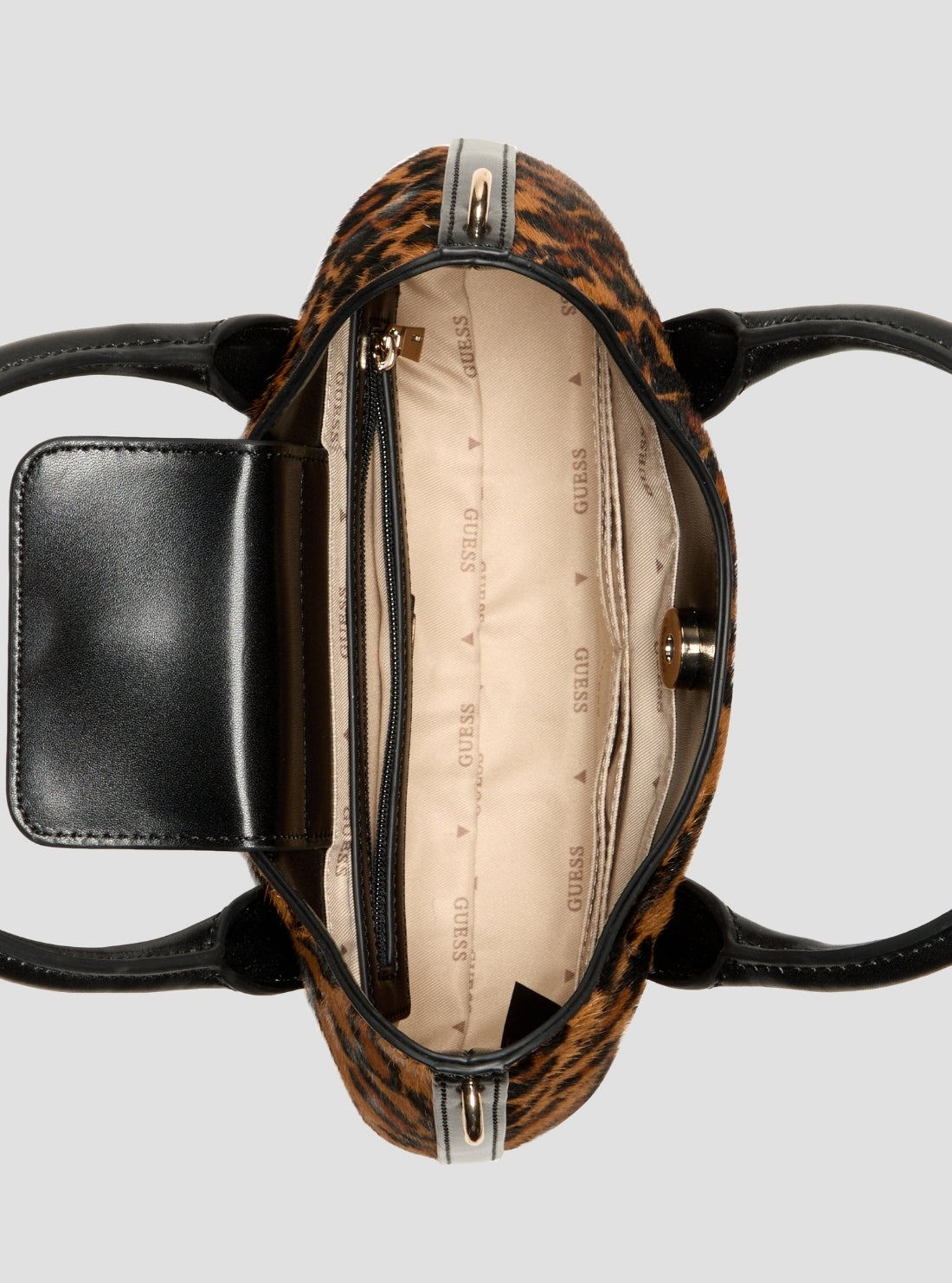 GUESS Womens Leopard Multi Domitilla Mini Satchel Bag LO752976  Inside View