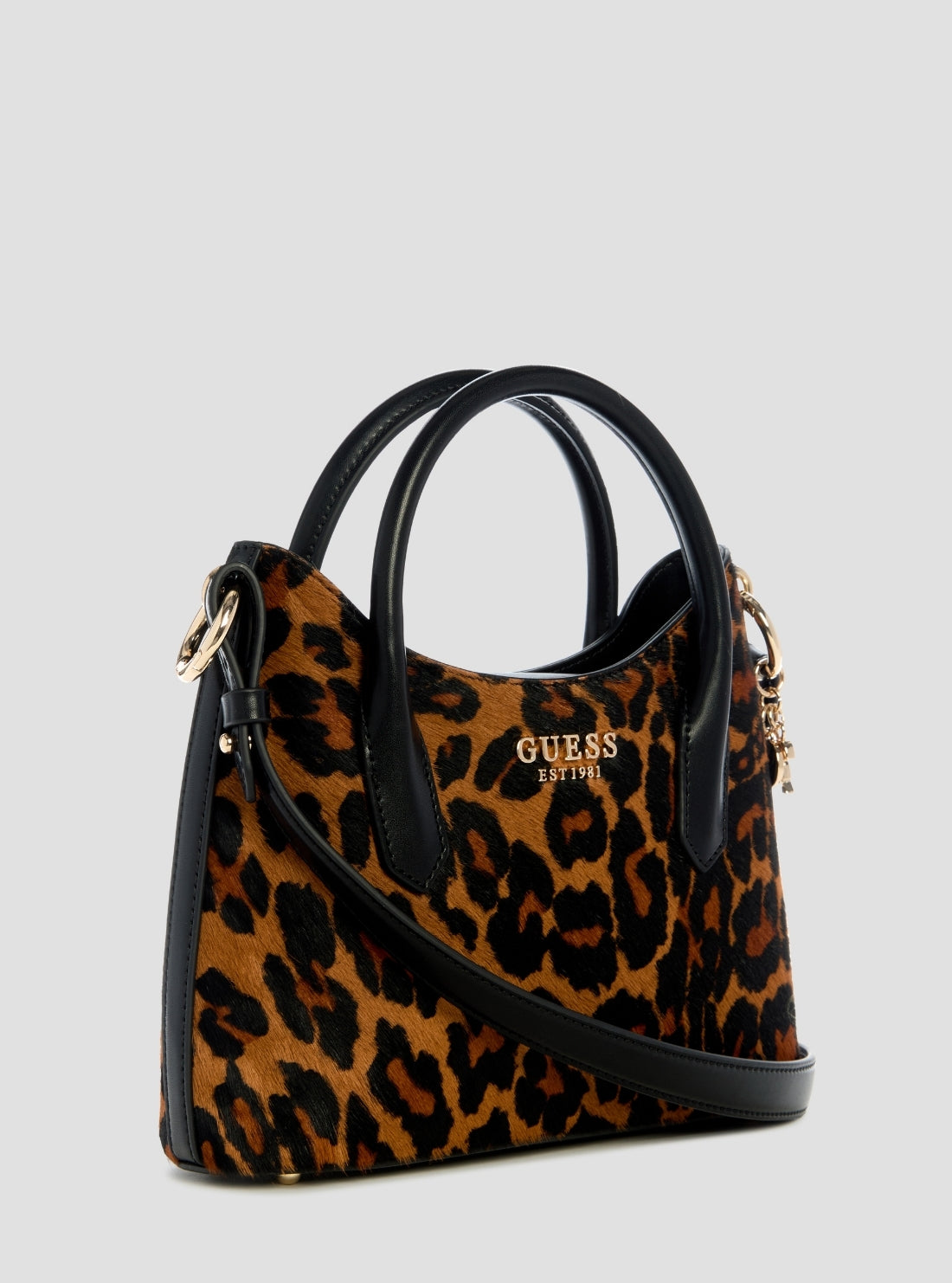 GUESS Womens Leopard Multi Domitilla Mini Satchel Bag LO752976  Front Side View