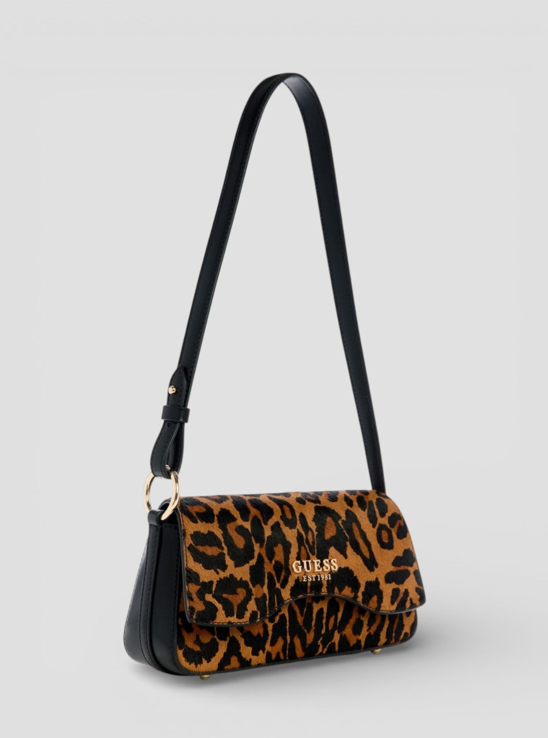 GUESS Womens Leopard Domitilla Flap Shoulder Bag LO752978 Side View