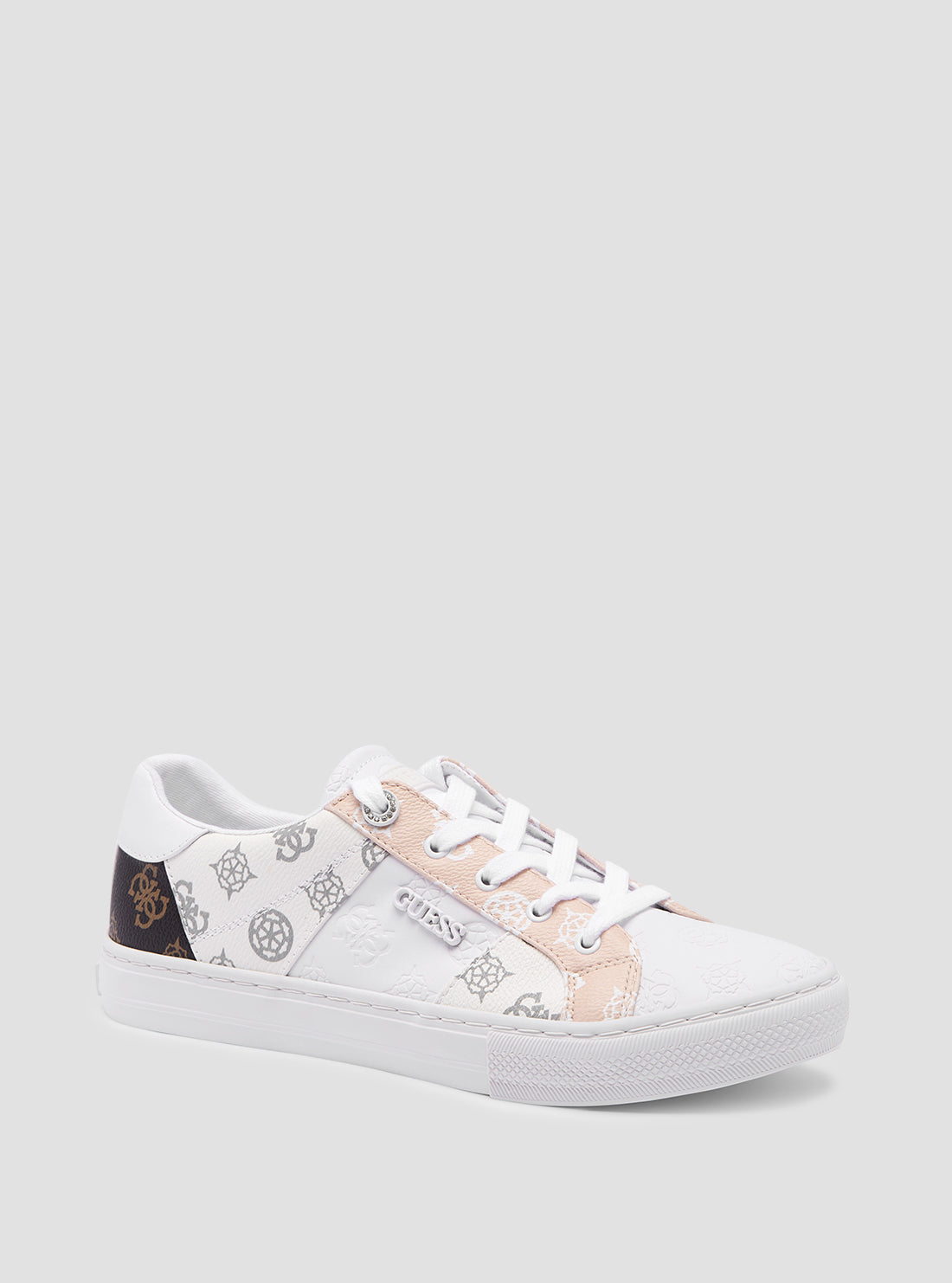GUESS White Logo Loven Low-Top Sneakers front view