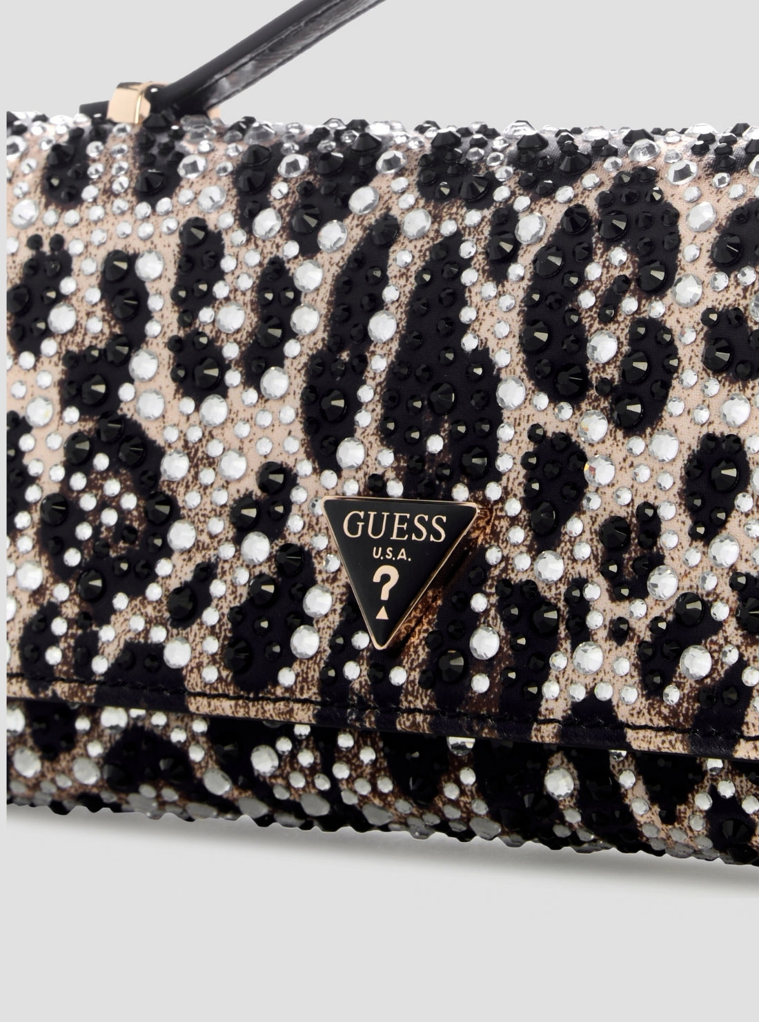 GUESS Womens Leopard Tasmin Top Handle Clutch Bag LR993171 Detail View