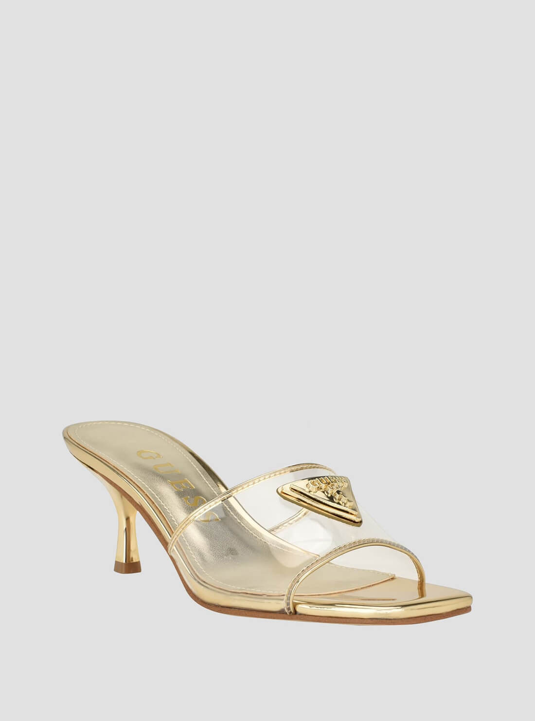 Gold Lusie Clear Kitten Heels | GUESS Women's Shoes | front view