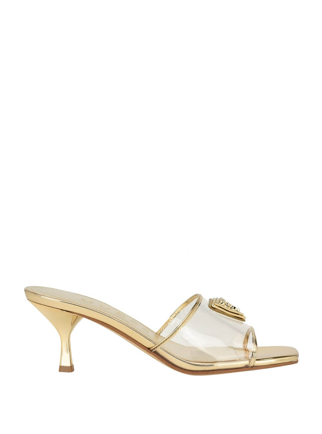 Gold Lusie Clear Kitten Heels | GUESS Women's Shoes | side view