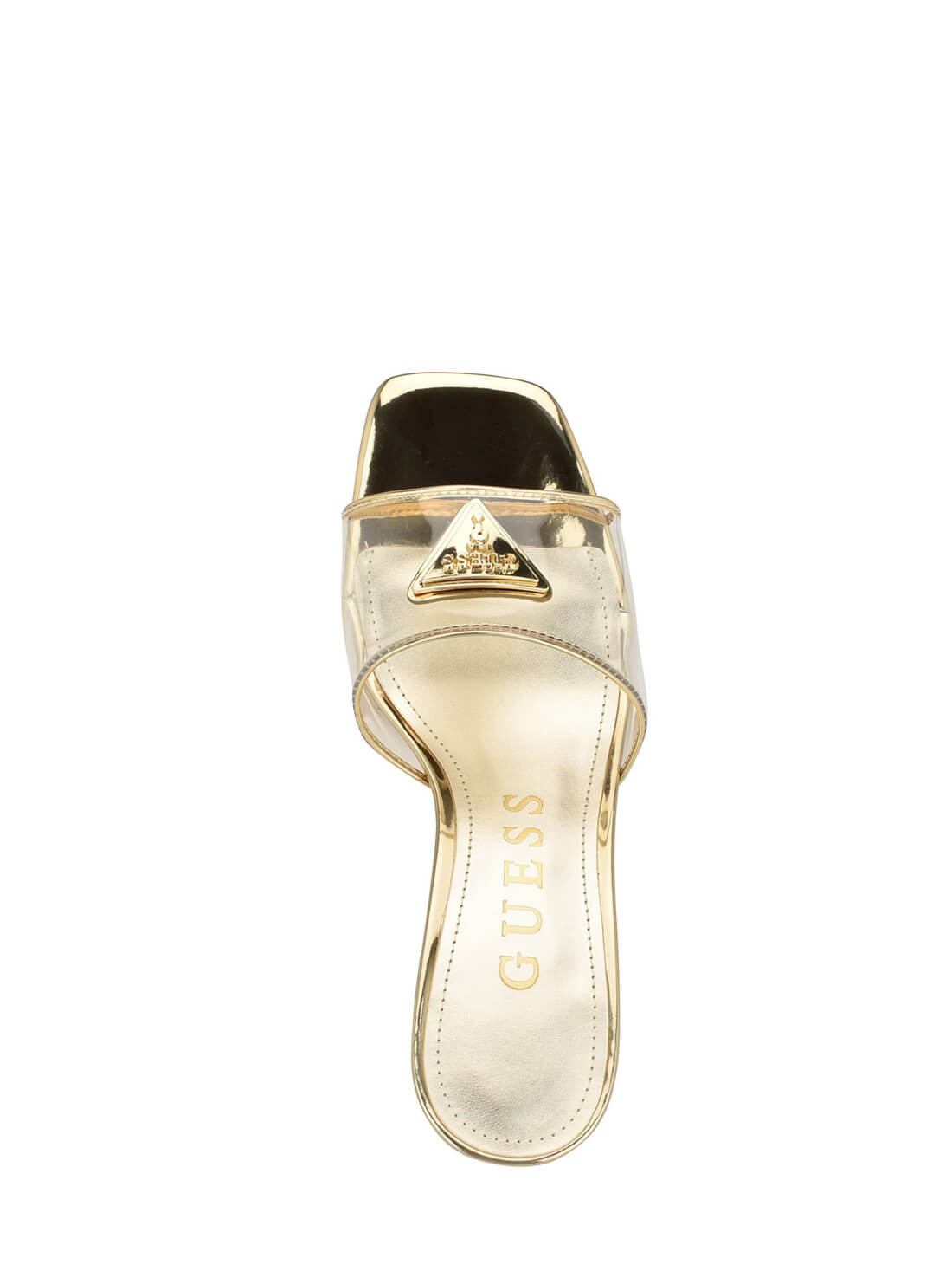 Gold Lusie Clear Kitten Heels | GUESS Women's Shoes | top view