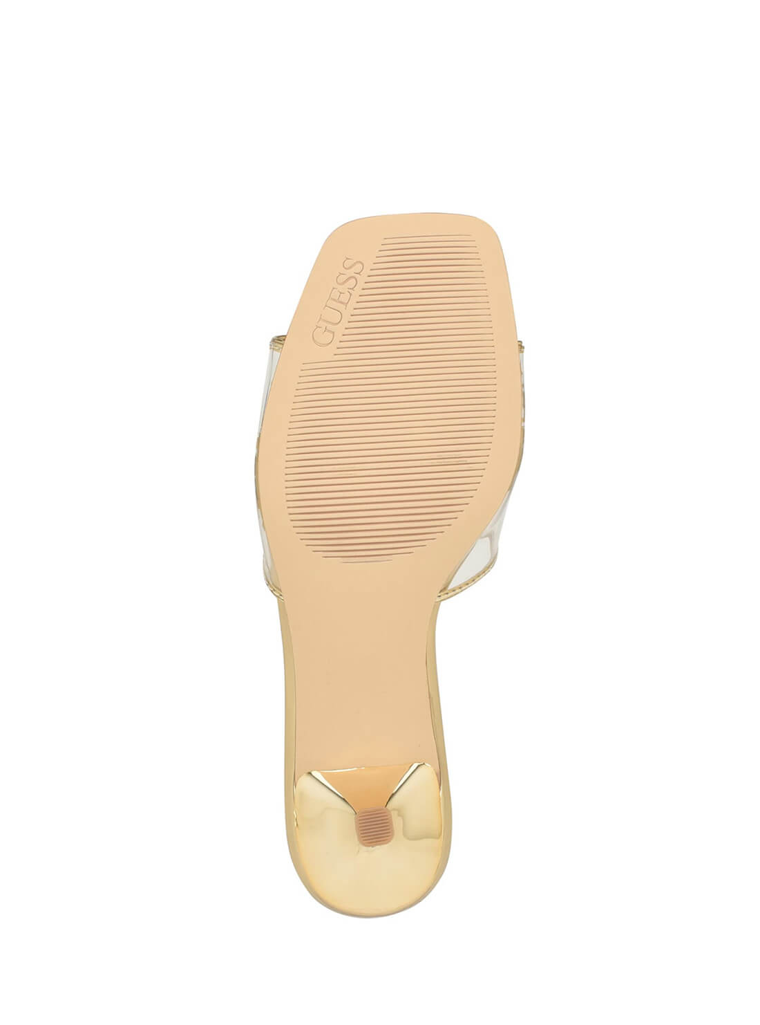 Gold Lusie Clear Kitten Heels | GUESS Women's Shoes | bottom view