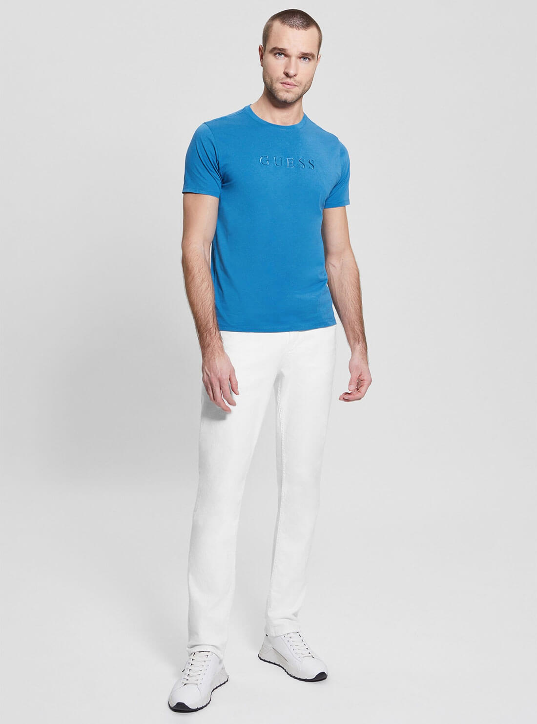 Blue Pima Logo T-Shirt | GUESS Men's Apparel | full view