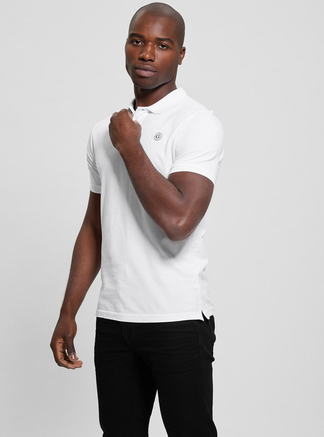 GUESS Mens White Washed Polo M2YP24KC9T1 Front View_2