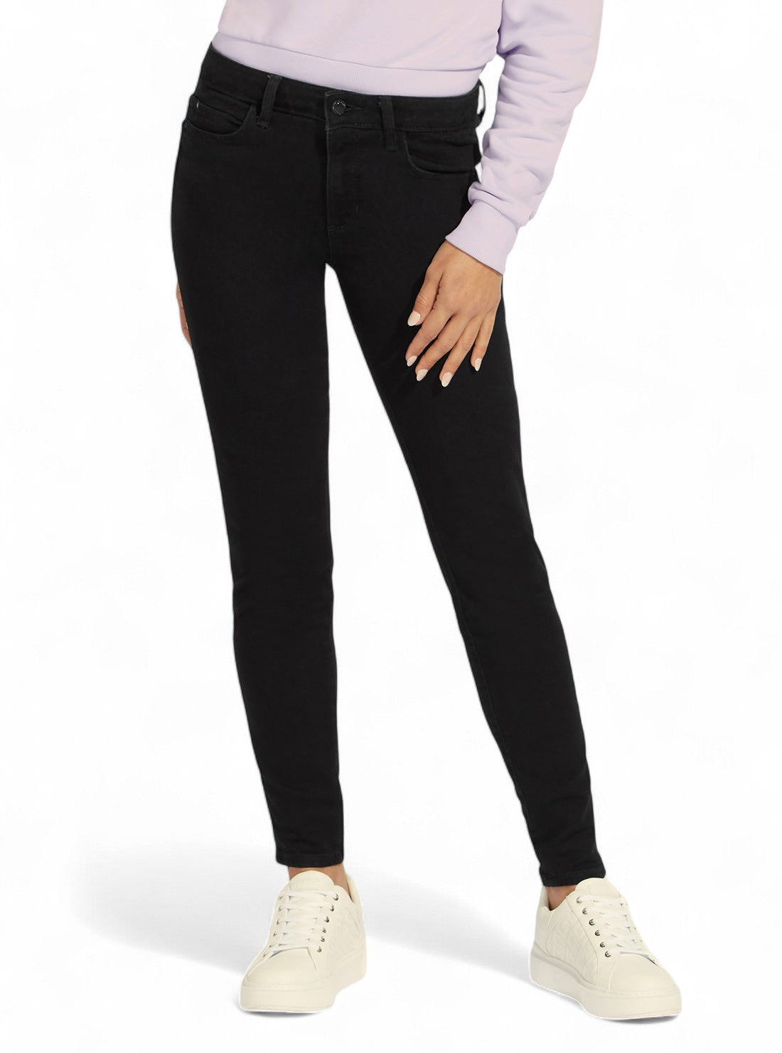 Mid-Rise Curve Skinny Denim Jeans in Black