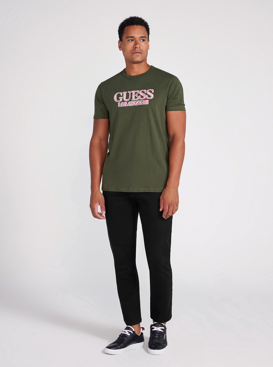 Sage Green L.A. Logo T-Shirt | GUESS Men's Apparel | full view