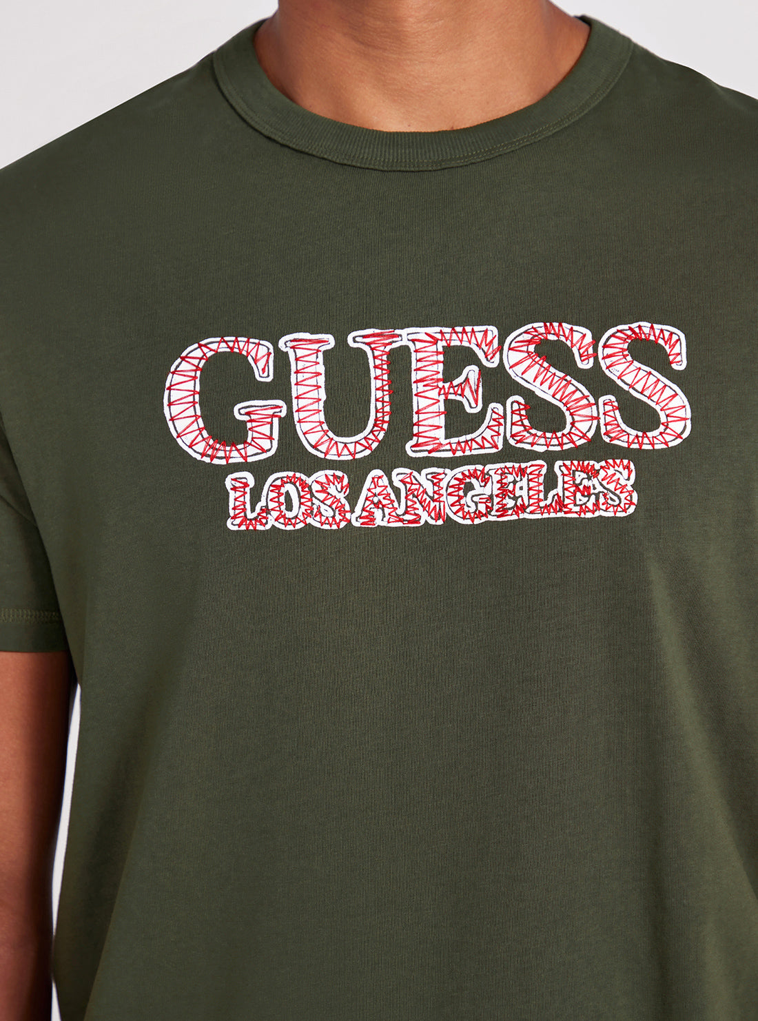 Sage Green L.A. Logo T-Shirt | GUESS Men's Apparel | detail view