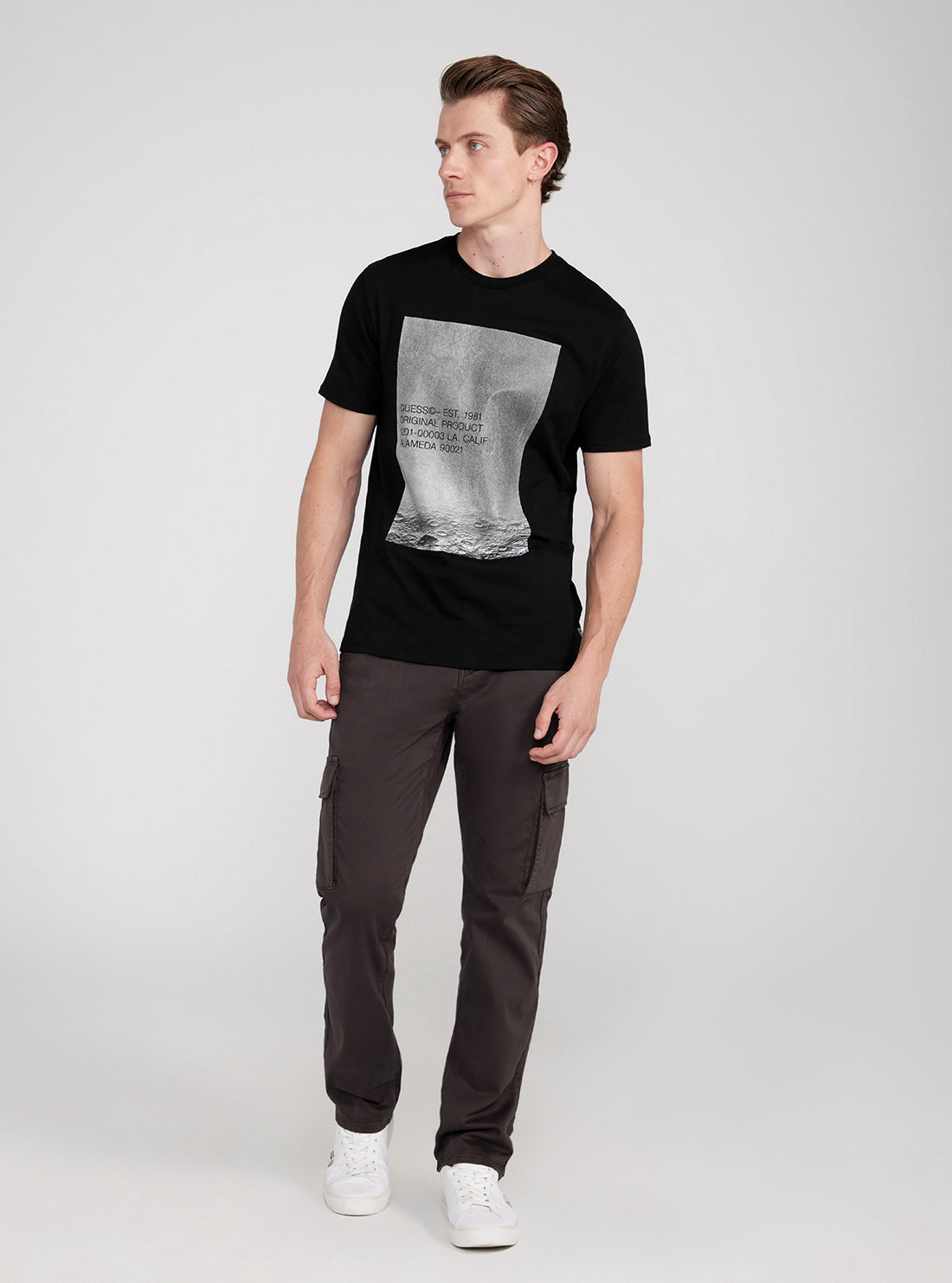GUESS Black Moon Print Short Sleeve T-Shirt full view