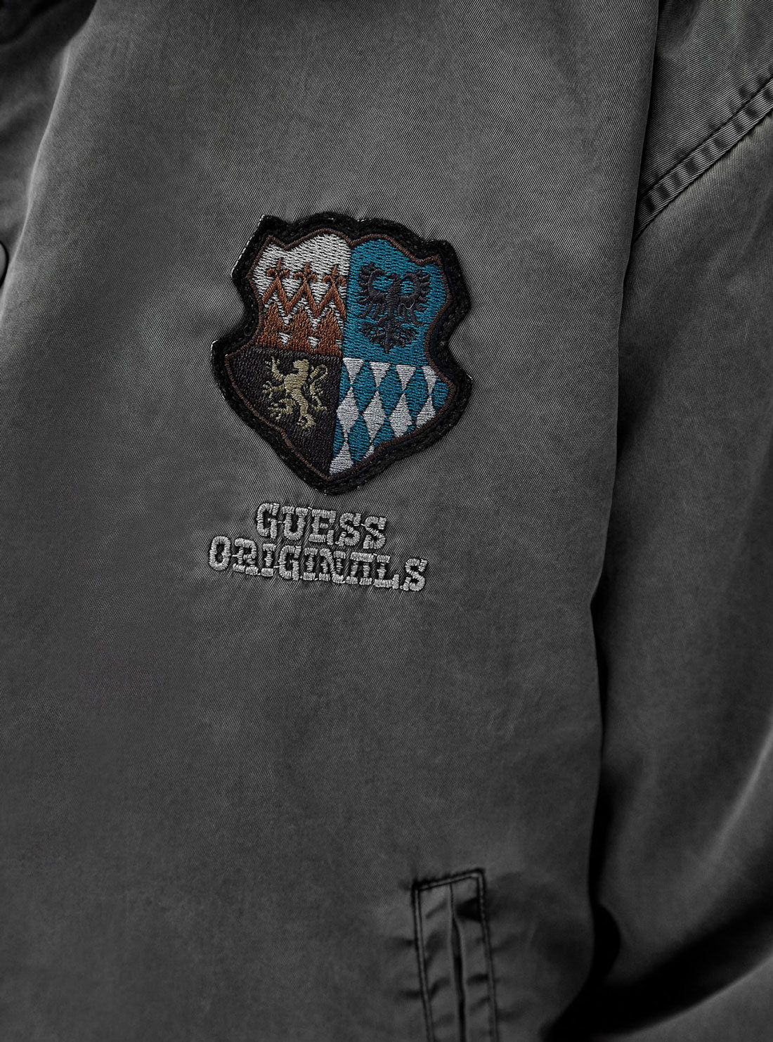 Guess Originals Green Crest Jacket | GUESS Men's Apparel | detail front view