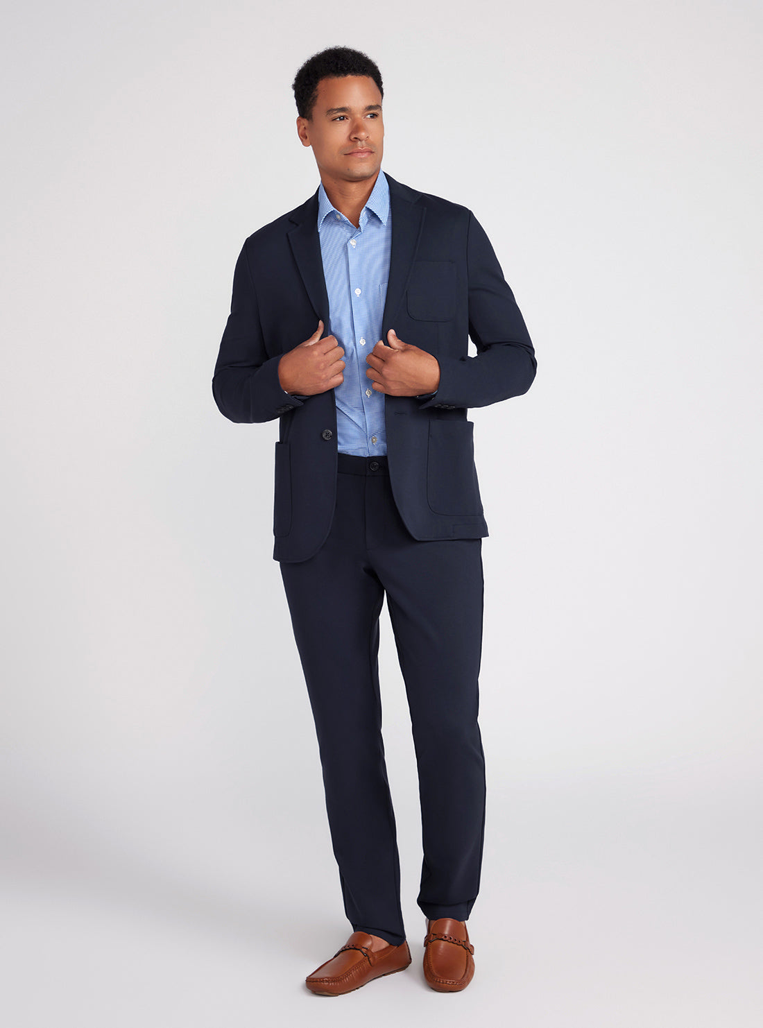Navy Blue Tyron Blazer | GUESS Men's Apparel | full view
