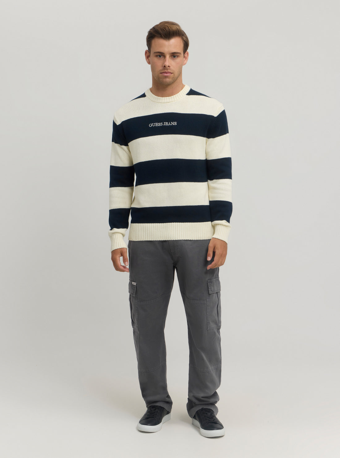 Guess Jeans Navy Striped Knit Jumper M4BR37Z3HM1 Full View